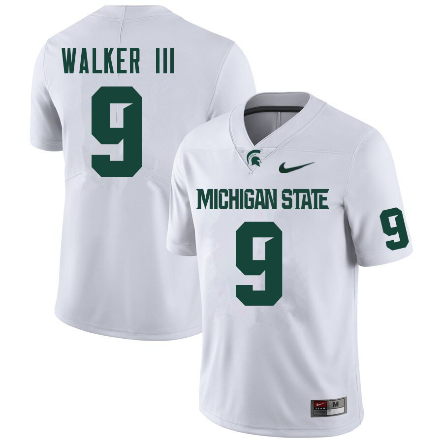 Men #9 Kenneth Walker III Michigan State Spartans College Football Jerseys Sale-White